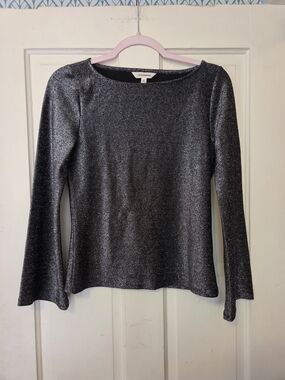 Lucky Brand Metallic Charcoal Sparkle Top